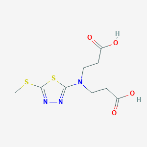 molecular formula C9H13N3O4S2 B11597820 3-[(2-Carboxyethyl)[5-(methylsulfanyl)-1,3,4-thiadiazol-2-YL]amino]propanoic acid 