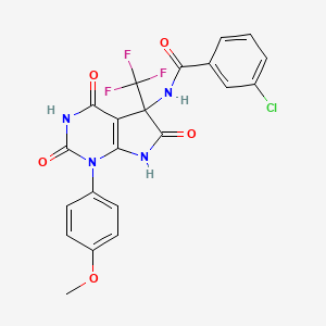 3-chloro-N-[1-(4-methoxyphenyl)-2,4,6-trioxo-5-(trifluoromethyl)-2,3,4,5,6,7-hexahydro-1H-pyrrolo[2,3-d]pyrimidin-5-yl]benzamide