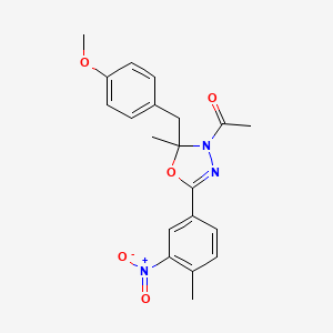 molecular formula C20H21N3O5 B11597890 1-[2-[(4-Methoxyphenyl)methyl]-2-methyl-5-(4-methyl-3-nitrophenyl)-1,3,4-oxadiazol-3-yl]ethanone CAS No. 674814-37-0