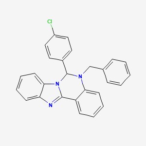 molecular formula C27H20ClN3 B11597894 5-Benzyl-6-(4-chlorophenyl)-5,6-dihydrobenzimidazo[1,2-c]quinazoline 