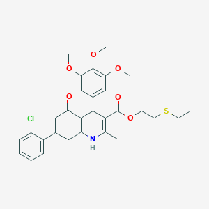 molecular formula C30H34ClNO6S B11597920 2-(Ethylsulfanyl)ethyl 7-(2-chlorophenyl)-2-methyl-5-oxo-4-(3,4,5-trimethoxyphenyl)-1,4,5,6,7,8-hexahydroquinoline-3-carboxylate 