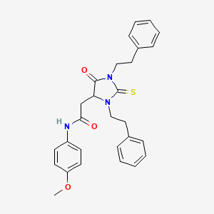 N-(4-methoxyphenyl)-2-[5-oxo-1,3-bis(2-phenylethyl)-2-thioxoimidazolidin-4-yl]acetamide