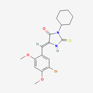 (5Z)-5-[(5-bromo-2,4-dimethoxyphenyl)methylidene]-3-cyclohexyl-2-sulfanylideneimidazolidin-4-one