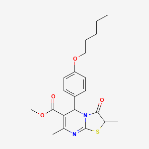 molecular formula C21H26N2O4S B11597993 methyl 2,7-dimethyl-3-oxo-5-[4-(pentyloxy)phenyl]-2,3-dihydro-5H-[1,3]thiazolo[3,2-a]pyrimidine-6-carboxylate 