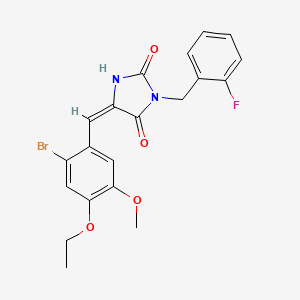 (5E)-5-(2-bromo-4-ethoxy-5-methoxybenzylidene)-3-(2-fluorobenzyl)imidazolidine-2,4-dione