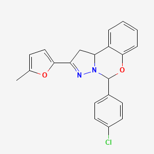 molecular formula C21H17ClN2O2 B11598039 5-(4-Chlorophenyl)-2-(5-methyl-2-furyl)-1,10b-dihydropyrazolo[1,5-c][1,3]benzoxazine 