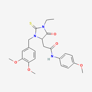 2-[3-(3,4-dimethoxybenzyl)-1-ethyl-5-oxo-2-thioxoimidazolidin-4-yl]-N-(4-methoxyphenyl)acetamide