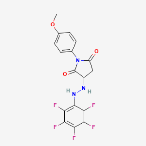 molecular formula C17H12F5N3O3 B11598044 1-(4-Methoxyphenyl)-3-[2-(pentafluorophenyl)hydrazinyl]pyrrolidine-2,5-dione 