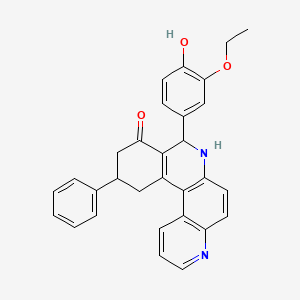 molecular formula C30H26N2O3 B11598073 8-(3-ethoxy-4-hydroxyphenyl)-11-phenyl-8,10,11,12-tetrahydrobenzo[a][4,7]phenanthrolin-9(7H)-one 