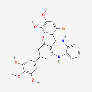 molecular formula C30H31BrN2O6 B11598080 11-(2-bromo-4,5-dimethoxyphenyl)-3-(3,4,5-trimethoxyphenyl)-2,3,4,5,10,11-hexahydro-1H-dibenzo[b,e][1,4]diazepin-1-one 