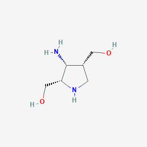 molecular formula C6H14N2O2 B115981 [(3R,4R,5S)-4-Amino-5-(hydroxymethyl)pyrrolidin-3-YL]methanol CAS No. 155935-61-8