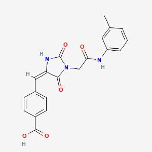 4-[(E)-(1-{2-[(3-methylphenyl)amino]-2-oxoethyl}-2,5-dioxoimidazolidin-4-ylidene)methyl]benzoic acid