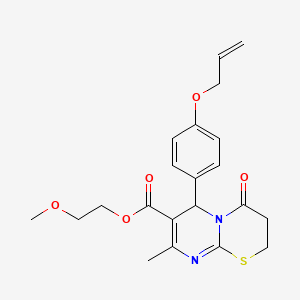 molecular formula C21H24N2O5S B11598157 2-methoxyethyl 8-methyl-4-oxo-6-[4-(prop-2-en-1-yloxy)phenyl]-3,4-dihydro-2H,6H-pyrimido[2,1-b][1,3]thiazine-7-carboxylate 