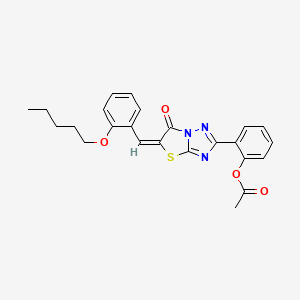 molecular formula C24H23N3O4S B11598178 2-{(5E)-6-oxo-5-[2-(pentyloxy)benzylidene]-5,6-dihydro[1,3]thiazolo[3,2-b][1,2,4]triazol-2-yl}phenyl acetate CAS No. 617694-63-0