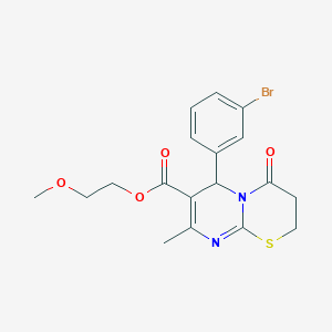 molecular formula C18H19BrN2O4S B11598188 2-methoxyethyl 6-(3-bromophenyl)-8-methyl-4-oxo-3,4-dihydro-2H,6H-pyrimido[2,1-b][1,3]thiazine-7-carboxylate 