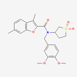 molecular formula C24H27NO6S B11598195 N-(3,4-dimethoxybenzyl)-N-(1,1-dioxidotetrahydrothiophen-3-yl)-3,6-dimethyl-1-benzofuran-2-carboxamide 