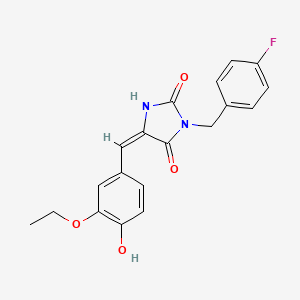 (5E)-5-(3-ethoxy-4-hydroxybenzylidene)-3-(4-fluorobenzyl)imidazolidine-2,4-dione