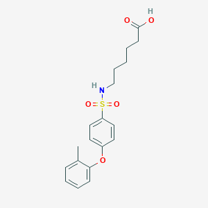 molecular formula C19H23NO5S B11598259 6-({[4-(2-Methylphenoxy)phenyl]sulfonyl}amino)hexanoic acid 