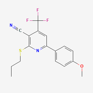 molecular formula C17H15F3N2OS B11598287 6-(4-Methoxyphenyl)-2-(propylsulfanyl)-4-(trifluoromethyl)pyridine-3-carbonitrile 