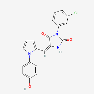 molecular formula C20H14ClN3O3 B11598303 (5E)-3-(3-chlorophenyl)-2-hydroxy-5-{[1-(4-hydroxyphenyl)-1H-pyrrol-2-yl]methylidene}-3,5-dihydro-4H-imidazol-4-one 