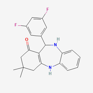 molecular formula C21H20F2N2O B11598310 11-(3,5-difluorophenyl)-3,3-dimethyl-2,3,4,5,10,11-hexahydro-1H-dibenzo[b,e][1,4]diazepin-1-one 