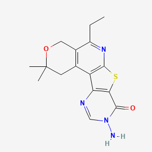 molecular formula C16H18N4O2S B11598334 9-Amino-5-ethyl-2,2-dimethyl-1,4-dihydro-2H,9H-3-oxa-7-thia-6,9,11-triaza-benzo[c]fluoren-8-one 