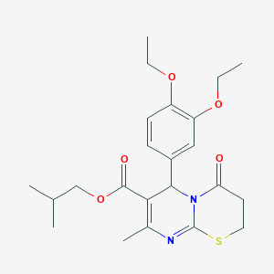 2-methylpropyl 6-(3,4-diethoxyphenyl)-8-methyl-4-oxo-3,4-dihydro-2H,6H-pyrimido[2,1-b][1,3]thiazine-7-carboxylate