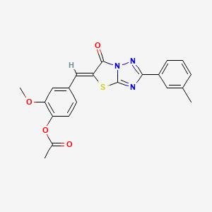 2-methoxy-4-{(Z)-[2-(3-methylphenyl)-6-oxo[1,3]thiazolo[3,2-b][1,2,4]triazol-5(6H)-ylidene]methyl}phenyl acetate