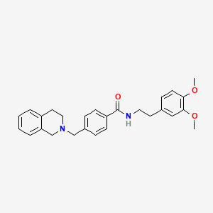 molecular formula C27H30N2O3 B11598430 4-(3,4-dihydroisoquinolin-2(1H)-ylmethyl)-N-[2-(3,4-dimethoxyphenyl)ethyl]benzamide 