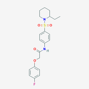 molecular formula C21H25FN2O4S B11598454 N-{4-[(2-ethylpiperidin-1-yl)sulfonyl]phenyl}-2-(4-fluorophenoxy)acetamide 