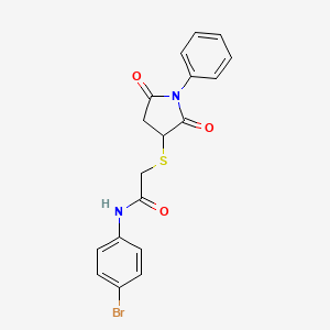 molecular formula C18H15BrN2O3S B11598531 N-(4-bromophenyl)-2-[(2,5-dioxo-1-phenylpyrrolidin-3-yl)sulfanyl]acetamide 