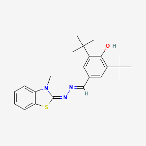 molecular formula C23H29N3OS B11598890 2,6-di-tert-butyl-4-{(E)-[(2E)-(3-methyl-1,3-benzothiazol-2(3H)-ylidene)hydrazinylidene]methyl}phenol 