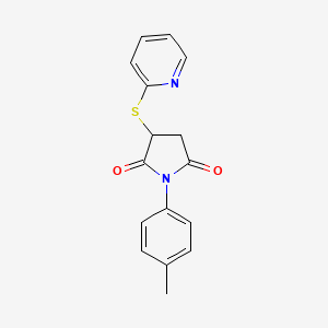 molecular formula C16H14N2O2S B11598918 1-(4-Methylphenyl)-3-(pyridin-2-ylsulfanyl)pyrrolidine-2,5-dione 