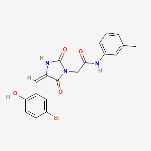 molecular formula C19H16BrN3O4 B11599055 2-[(4E)-4-(5-bromo-2-hydroxybenzylidene)-2,5-dioxoimidazolidin-1-yl]-N-(3-methylphenyl)acetamide 