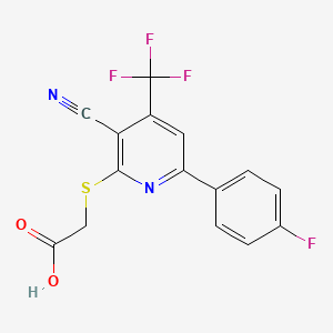 2-[3-Cyano-6-(4-fluorophenyl)-4-(trifluoromethyl)pyridin-2-yl]sulfanylacetic acid