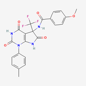 N-[4-hydroxy-1-(4-methylphenyl)-2,6-dioxo-5-(trifluoromethyl)-2,5,6,7-tetrahydro-1H-pyrrolo[2,3-d]pyrimidin-5-yl]-4-methoxybenzamide