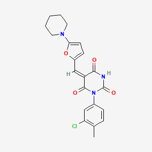 (5E)-1-(3-chloro-4-methylphenyl)-5-{[5-(piperidin-1-yl)furan-2-yl]methylidene}pyrimidine-2,4,6(1H,3H,5H)-trione