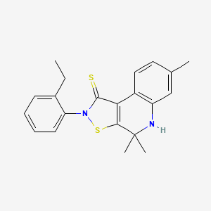 molecular formula C21H22N2S2 B11599180 2-(2-ethylphenyl)-4,4,7-trimethyl-4,5-dihydroisothiazolo[5,4-c]quinoline-1(2H)-thione 