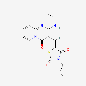 molecular formula C18H18N4O3S B11599241 (5Z)-5-{[4-oxo-2-(prop-2-en-1-ylamino)-4H-pyrido[1,2-a]pyrimidin-3-yl]methylidene}-3-propyl-1,3-thiazolidine-2,4-dione 