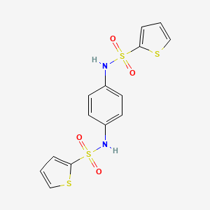 molecular formula C14H12N2O4S4 B11599309 N,N'-benzene-1,4-diyldithiophene-2-sulfonamide 