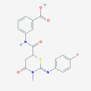 molecular formula C19H16FN3O4S B11599313 3-[({(2Z)-2-[(4-fluorophenyl)imino]-3-methyl-4-oxo-1,3-thiazinan-6-yl}carbonyl)amino]benzoic acid 