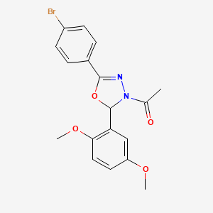 molecular formula C18H17BrN2O4 B11599333 1-[5-(4-bromophenyl)-2-(2,5-dimethoxyphenyl)-1,3,4-oxadiazol-3(2H)-yl]ethanone 