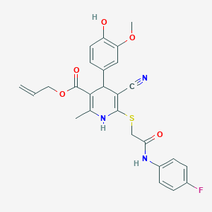 Prop-2-en-1-yl 5-cyano-6-({2-[(4-fluorophenyl)amino]-2-oxoethyl}sulfanyl)-4-(4-hydroxy-3-methoxyphenyl)-2-methyl-1,4-dihydropyridine-3-carboxylate