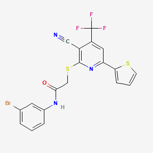 molecular formula C19H11BrF3N3OS2 B11599473 N-(3-bromophenyl)-2-{[3-cyano-6-(thiophen-2-yl)-4-(trifluoromethyl)pyridin-2-yl]sulfanyl}acetamide 