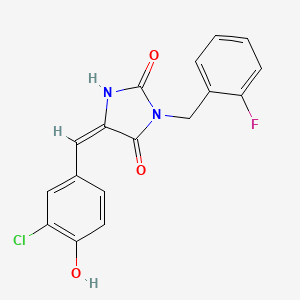 molecular formula C17H12ClFN2O3 B11599494 (5E)-5-(3-chloro-4-hydroxybenzylidene)-3-(2-fluorobenzyl)imidazolidine-2,4-dione 