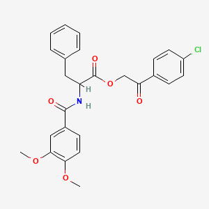 molecular formula C26H24ClNO6 B11599547 2-(4-chlorophenyl)-2-oxoethyl N-[(3,4-dimethoxyphenyl)carbonyl]phenylalaninate 