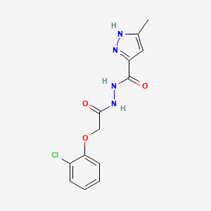 molecular formula C13H13ClN4O3 B11599567 N'-[(2-chlorophenoxy)acetyl]-3-methyl-1H-pyrazole-5-carbohydrazide 