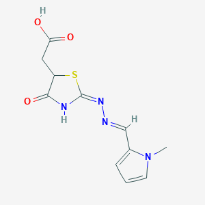 (2-{[(1-methyl-1H-pyrrol-2-yl)methylene]hydrazono}-4-oxo-1,3-thiazolidin-5-yl)acetic acid