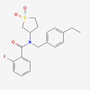 molecular formula C20H22FNO3S B11599587 N-(1,1-dioxidotetrahydrothiophen-3-yl)-N-(4-ethylbenzyl)-2-fluorobenzamide 