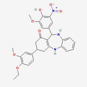 3-(4-ethoxy-3-methoxyphenyl)-11-(4-hydroxy-3-methoxy-5-nitrophenyl)-2,3,4,5,10,11-hexahydro-1H-dibenzo[b,e][1,4]diazepin-1-one